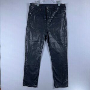 GAP Vintage Skinny Pants High Waisted Faux Leather Coated Black Womens Size 31R